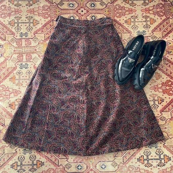 Vintage velvet pattern a-line skirt size 4 - Picture 1 of 5